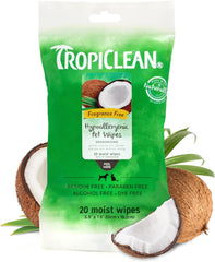 Tropiclean - Hypoallergenic Wipes - 20 Wipes